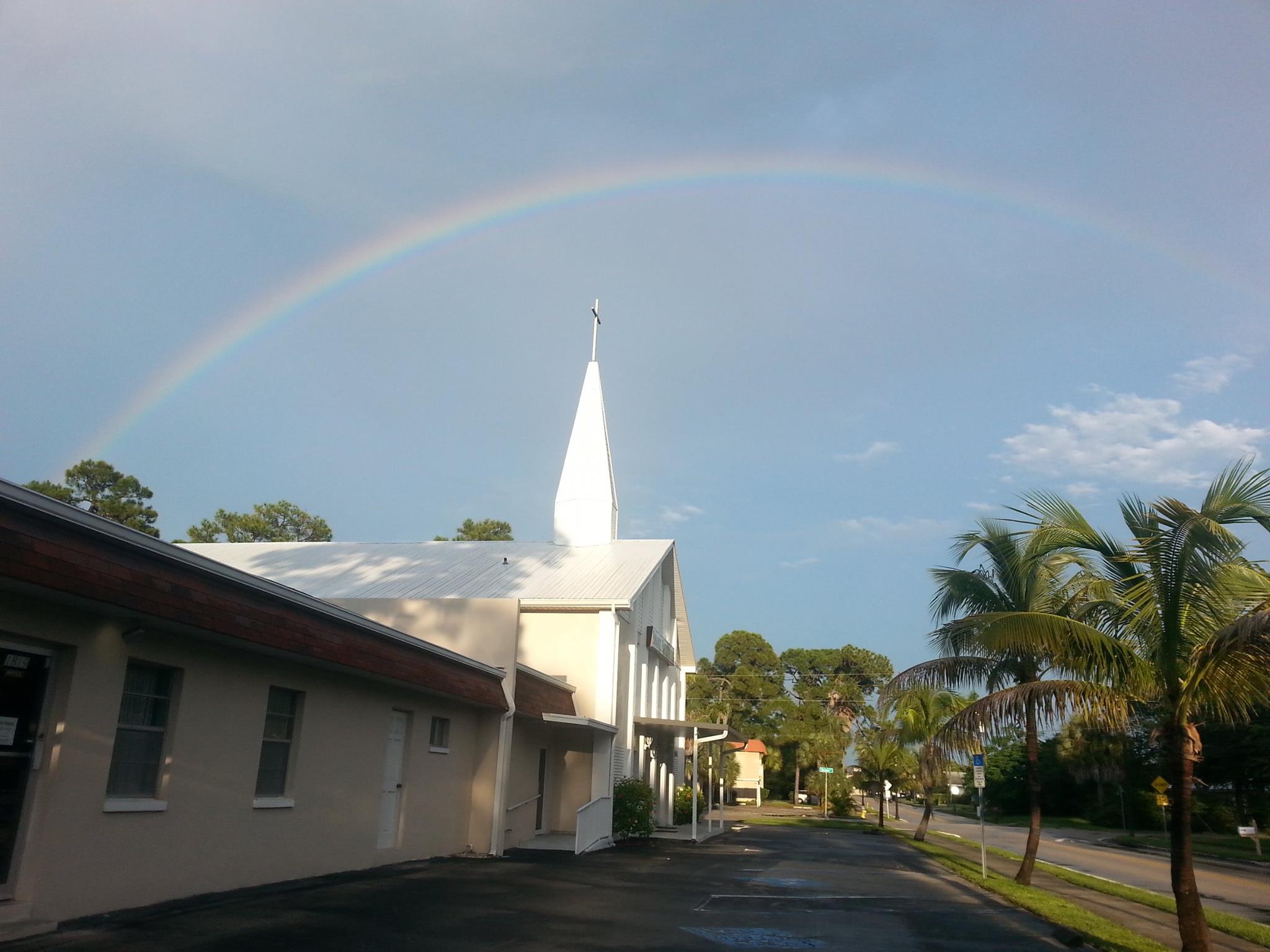 Rainbow over the steeple